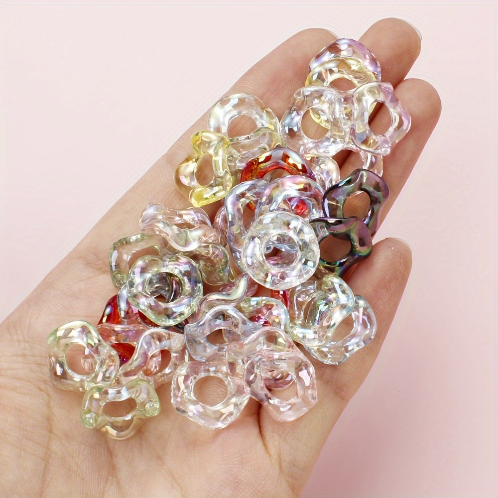 20pcs 16mm Shiny Acrylic Wave Ring Beads