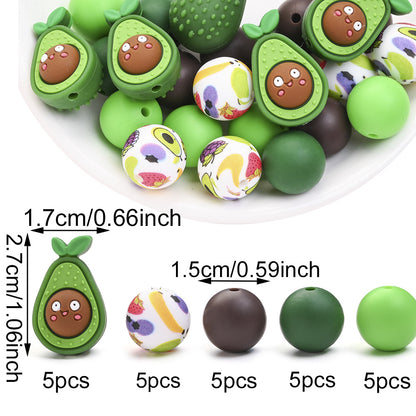 25pcs/set Fruit Theme Silicone Focal Beads