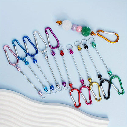 22-Piece Multicolor D-Shaped Beadable Keychain Hooks