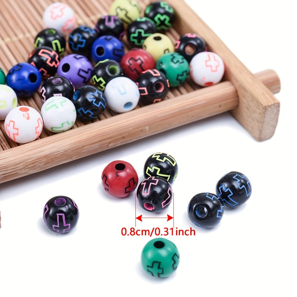 Round Cross Acrylic Beads