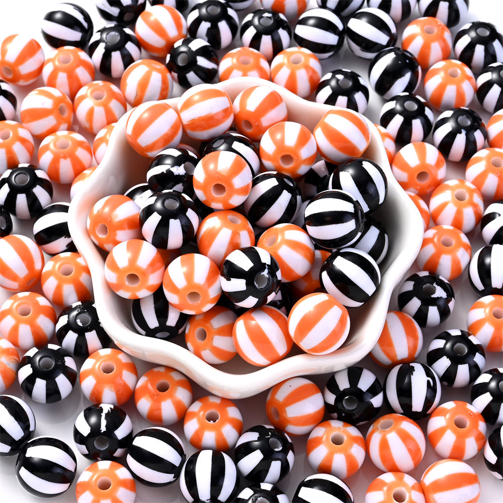 20pcs 12/16mm Acrylic Striped Halloween Beads