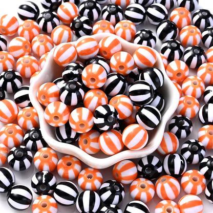 20pcs 12/16mm Acrylic Striped Halloween Beads