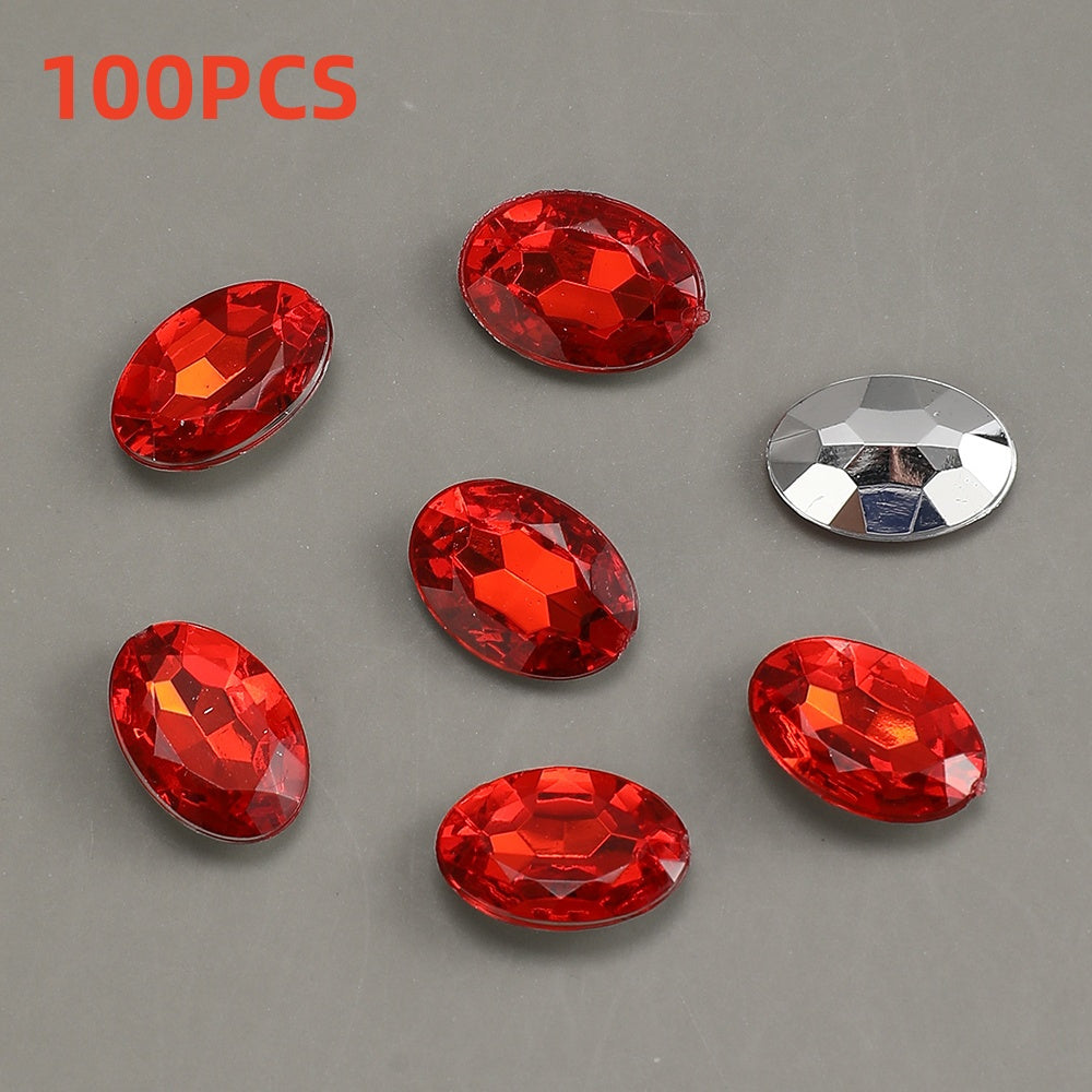 100pcs Oval Rhinestone Flat Back Acrylic Beads