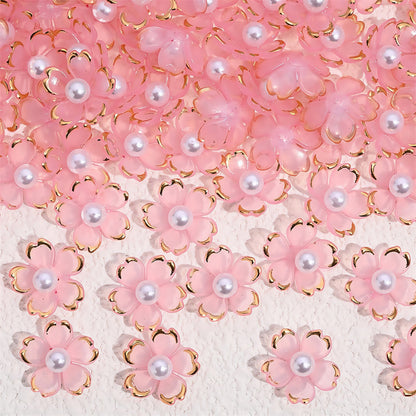 Colorful Cherry Blossom Acrylic Beads