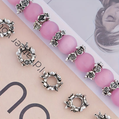 100pcs 10mm Antique Silvery Butterfly Flower Alloy Spacer Beads