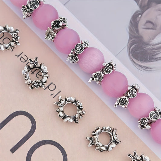 100pcs 10mm Antique Silvery Butterfly Flower Alloy Spacer Beads