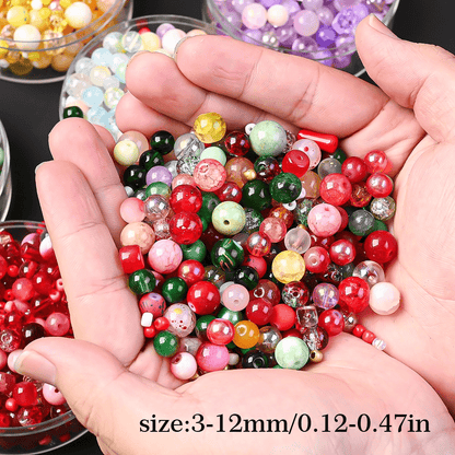 50g 3-12mm Multi-Style Glass Round Beads