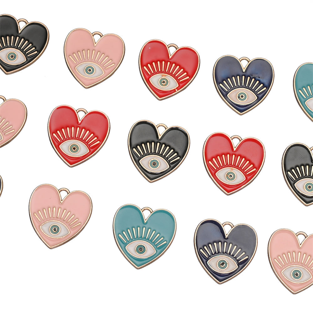 Evil Eye Heart Pendants Charms