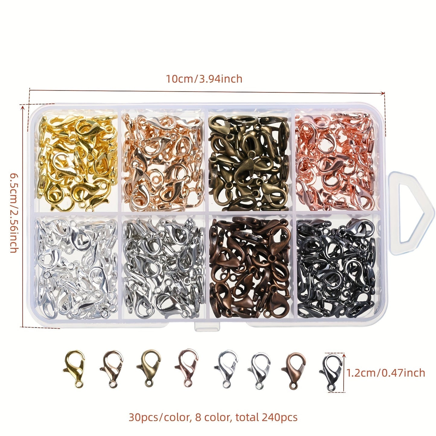 240PCS 8-Color Metal Lobster Clasp Set