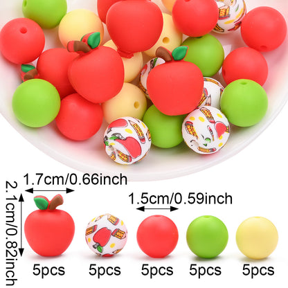 25pcs/set Fruit Theme Silicone Focal Beads