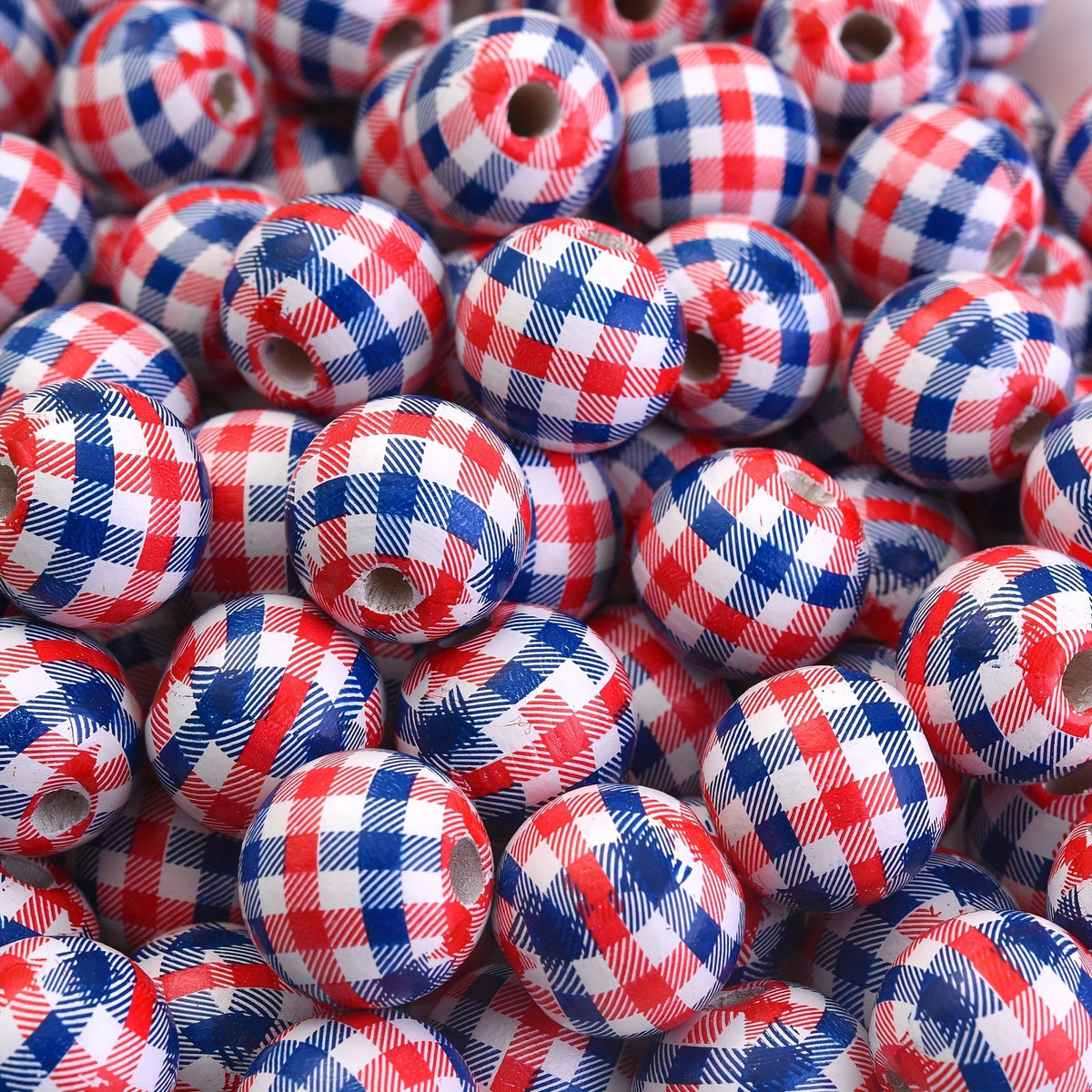 10PCS 16mm Red & Blue Wavy Star Wooden Bead Set