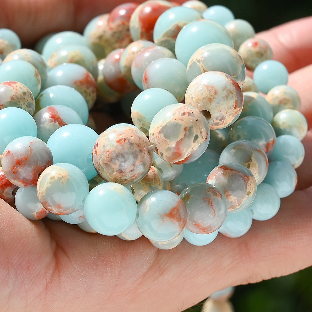 Light Blue Textured Round Beads