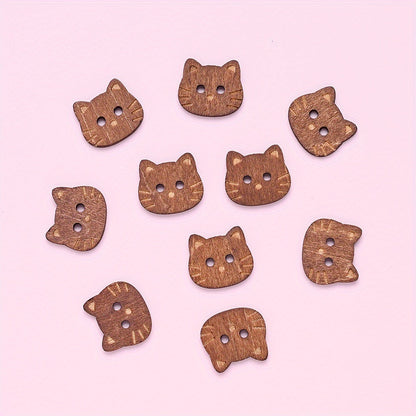 Kitten Wooden Buttons