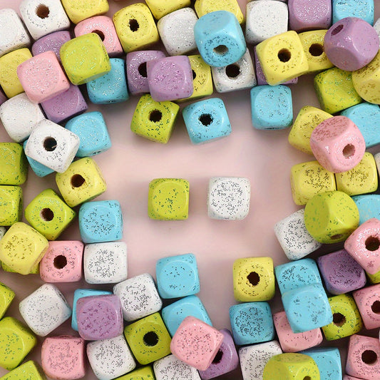 Sequined Square Wooden Beads