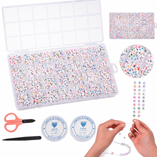 1 Box 24-Grid Colorful Letter Bead DIY Jewelry Kit