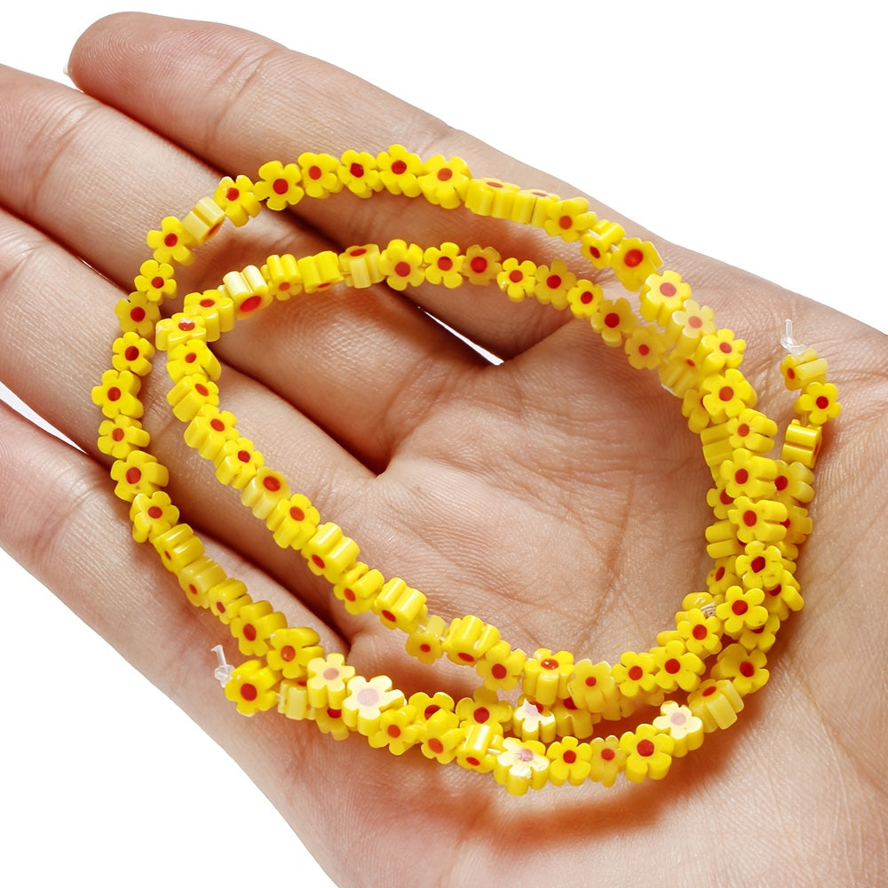 80–106PCS 4mm Colorful Stained Glass Plum Blossom Bead Set