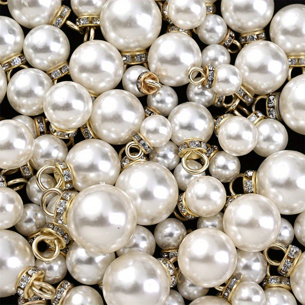 Acrylic Imitation Pearl Pendant Beads with Rhinestone Rondelle