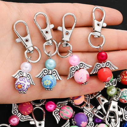24pcs Clay Bead Angel Keychain Charms