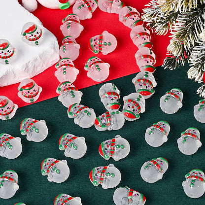 Frosted Acrylic Christmas Snowman Beads