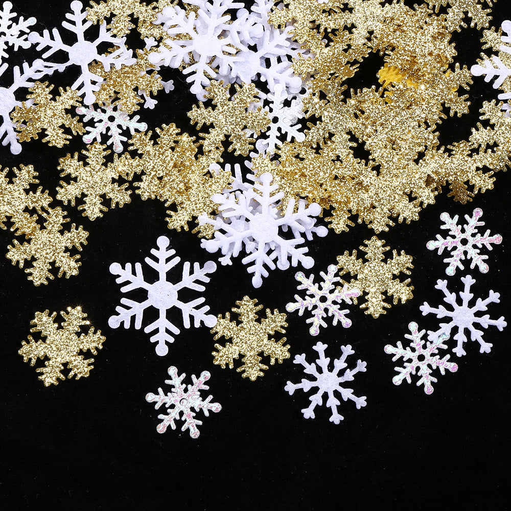 Gold & White Snowflake Polyester Decorations