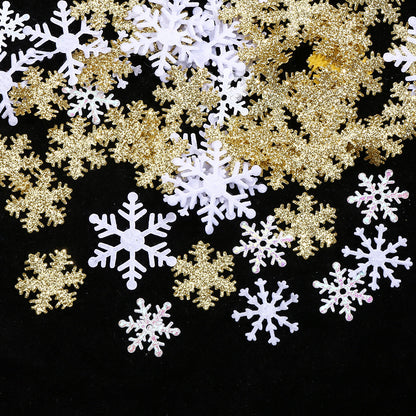 Gold & White Snowflake Polyester Decorations