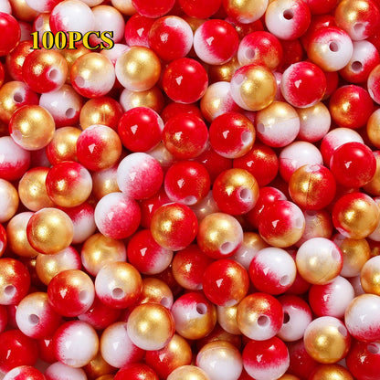100/200pcs 6/8mm Gradient Acrylic Round Beads