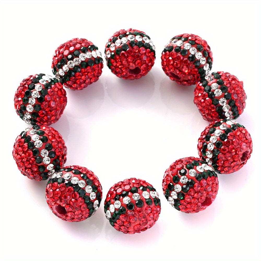 10pcs 16mm Christmas Rhinestone Acrylic Beads