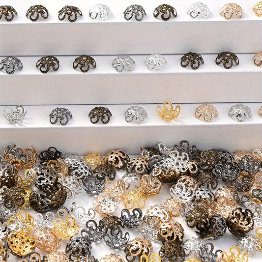 100pcs 8/9mm Alloy Flower Bead Caps