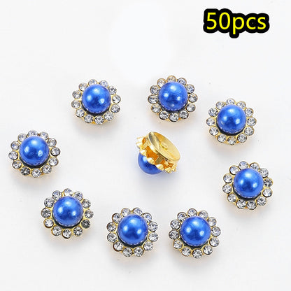 Flower Rhinestone Pearl Cabochons