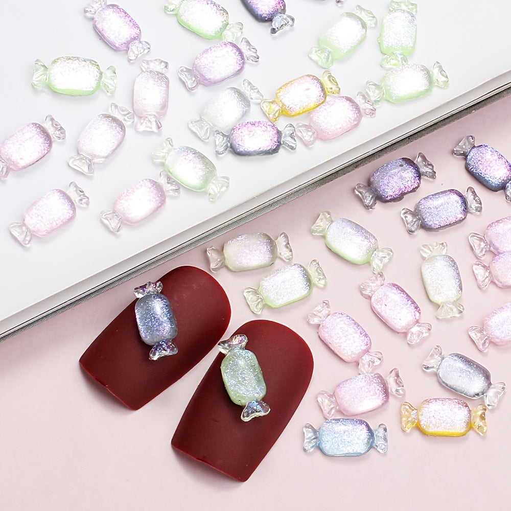 100PCS 11×5mm Glitter Candy Resin Embellishments