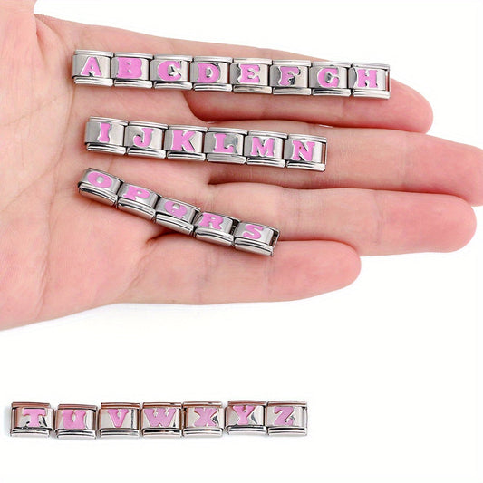 Pink Letter Stainless Steel Bead