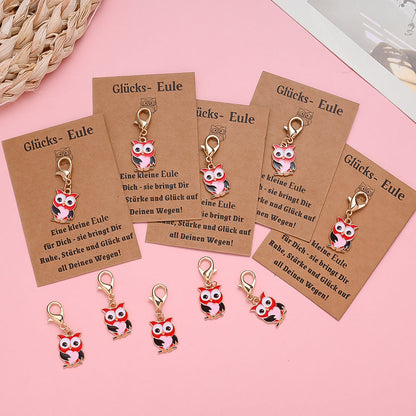 Red Enamel Owl Keychains