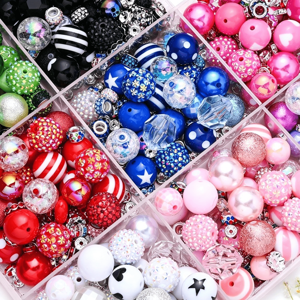 80pcs Acrylic High Gloss Rhinestone Beads Set