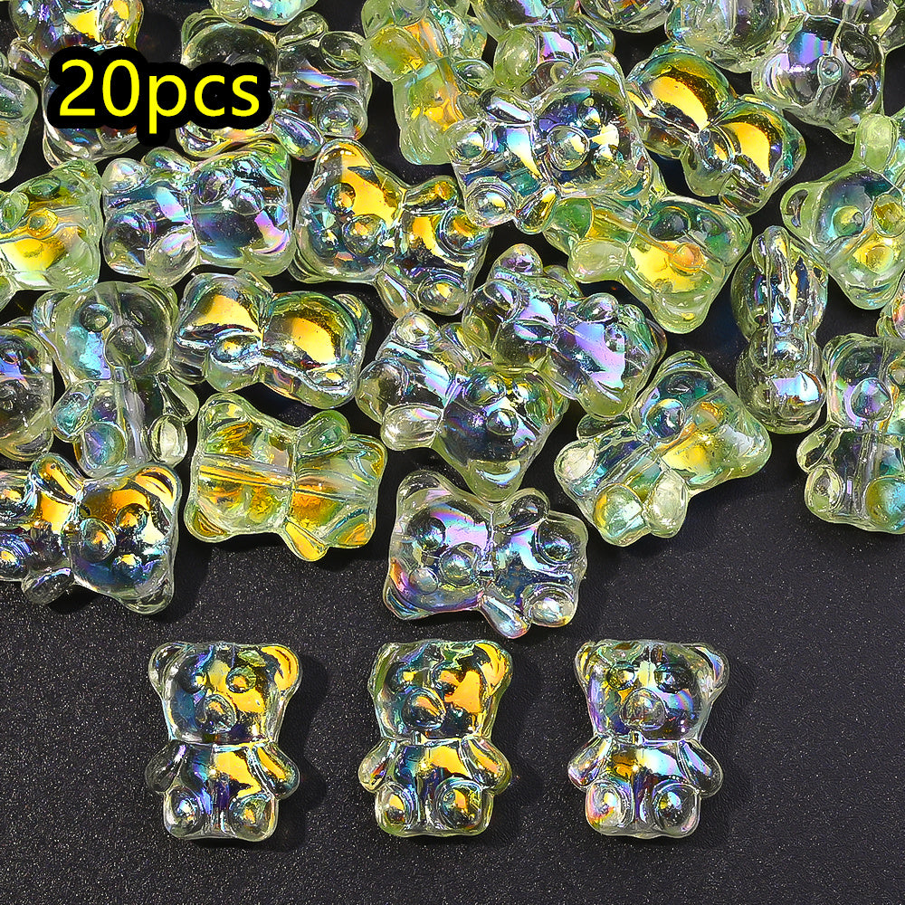 Transparent AB Bear Glass Beads