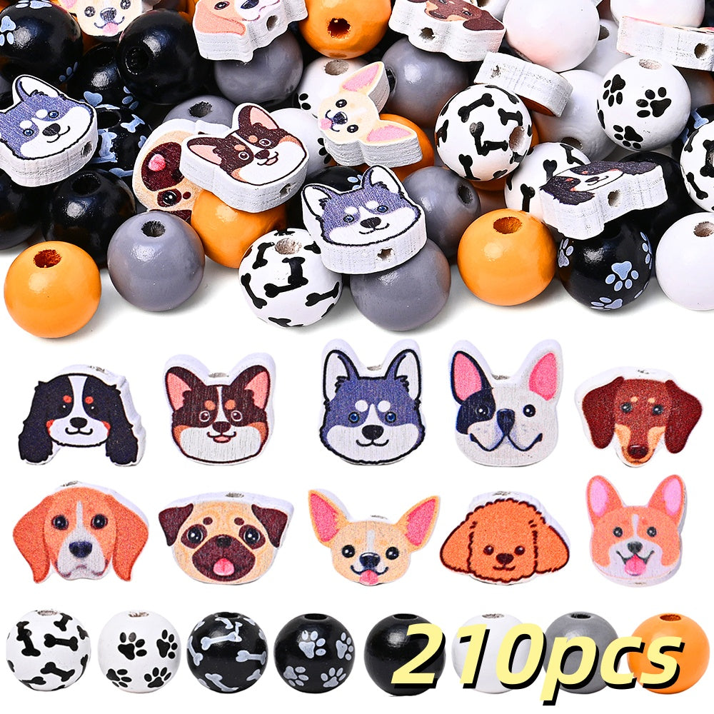 Pet-Themed Wooden Bead Set