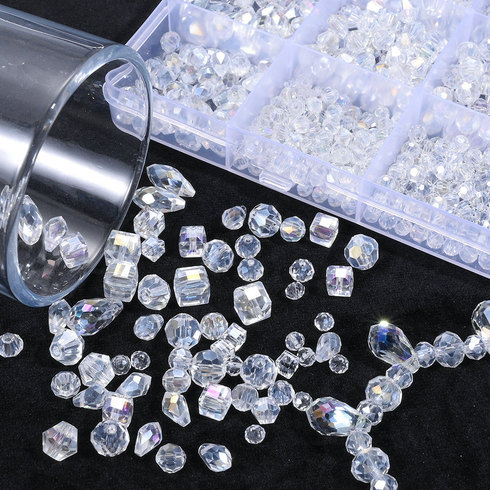 1000pcs/set Transparent AB Crystal Glass Bead Kit