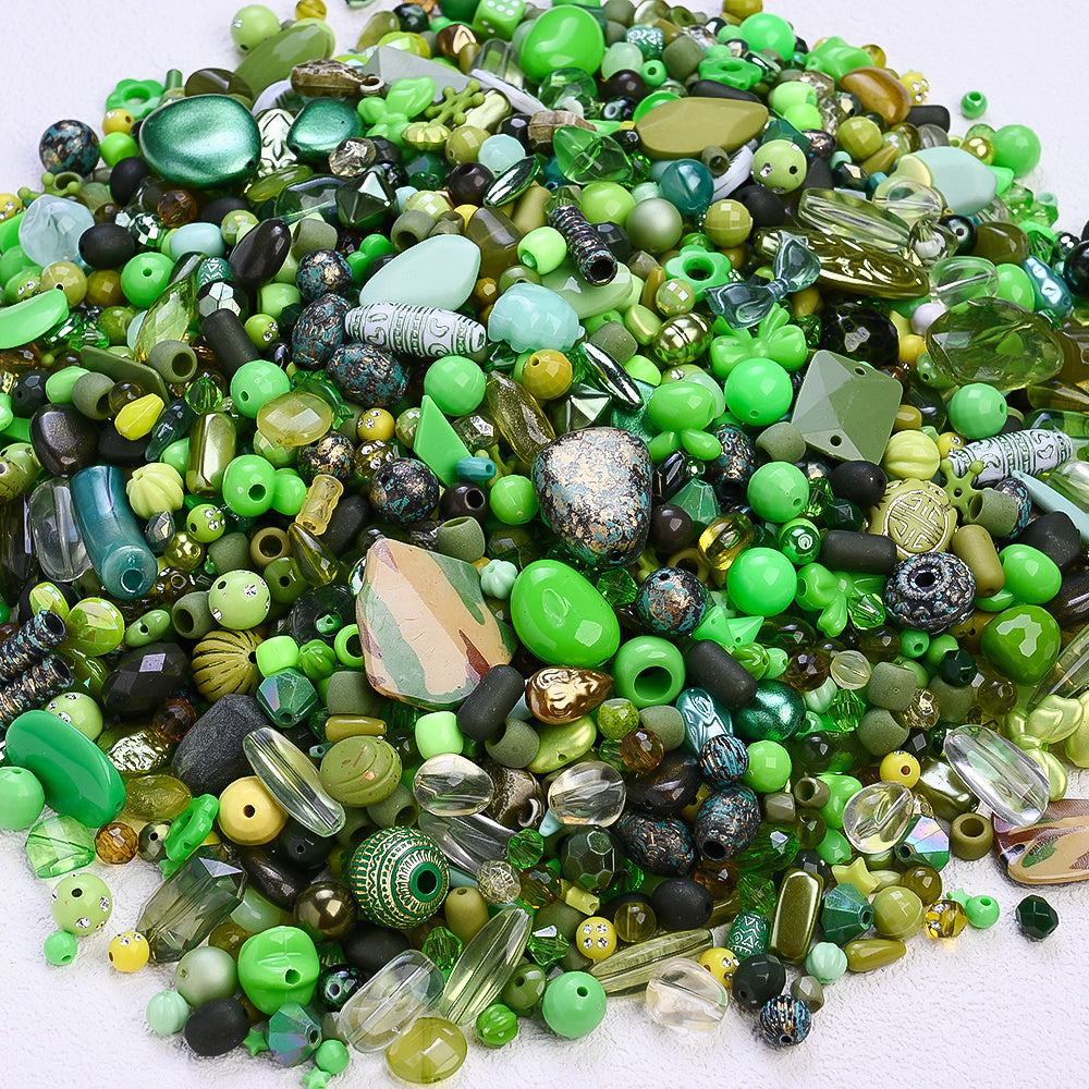 Mixed Light Green Irregular Acrylic Beads