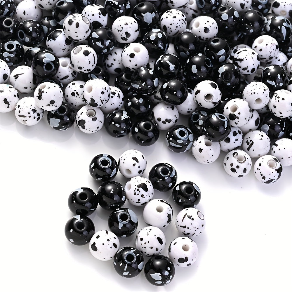 200pcs 10mm Acrylic Ink Painted Round Beads
