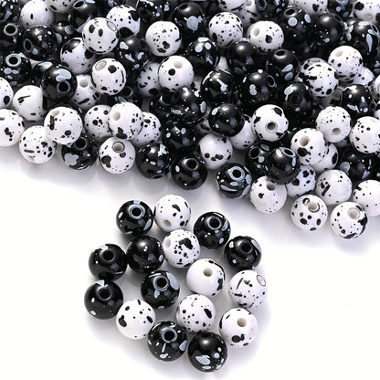 200pcs 10mm Acrylic Ink Painted Round Beads