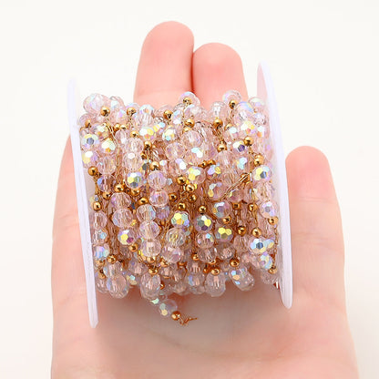 1m Colorful Shiny Pink Glass Bead Chain