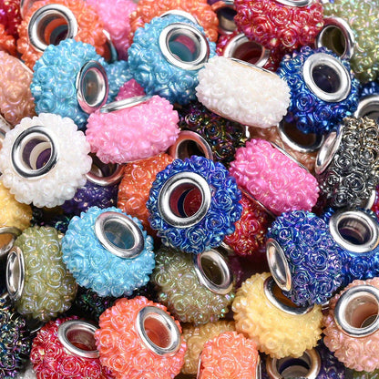 Colorful Flower Acrylic Large Hole Spacer Beads