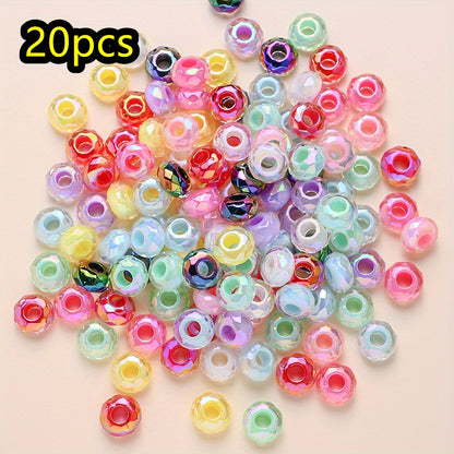20pcs UV Plated Big Hole Acrylic Pony Beads