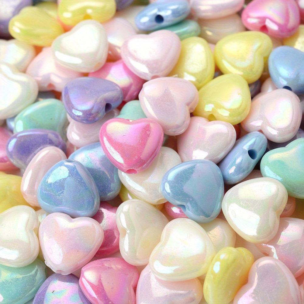 50pcs Colorful Heart Acrylic Beads