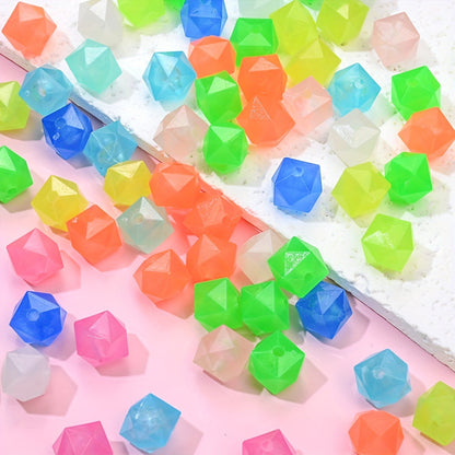 100PCS 8×10mm Luminous Square Acrylic Bead Set