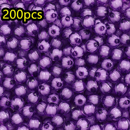 100/200pcs 8/10mm Transparent Inner Color Pumpkin Acrylic Beads