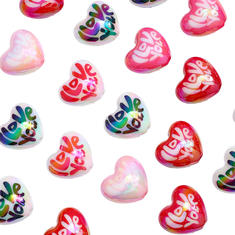 10pcs 20x22mm AB Color Heart Acrylic Beads