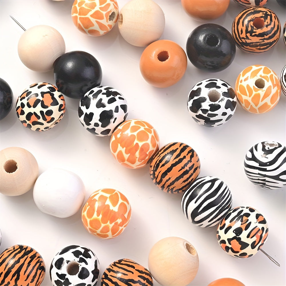 10pcs 16mm Leopard Wooden Beads