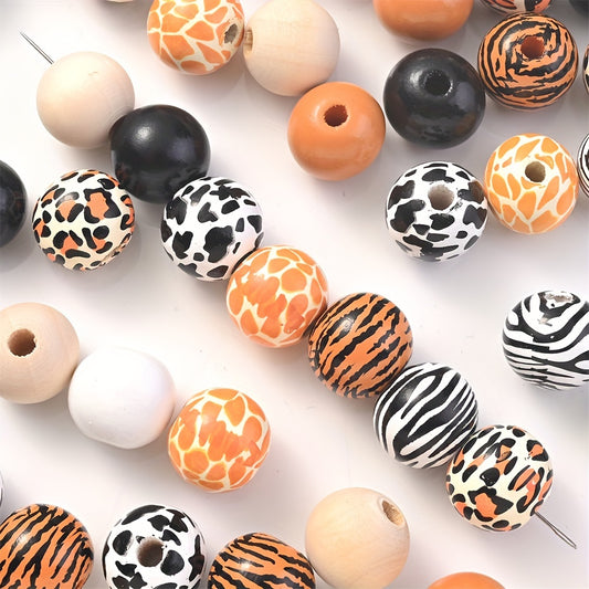10pcs 16mm Leopard Wooden Beads