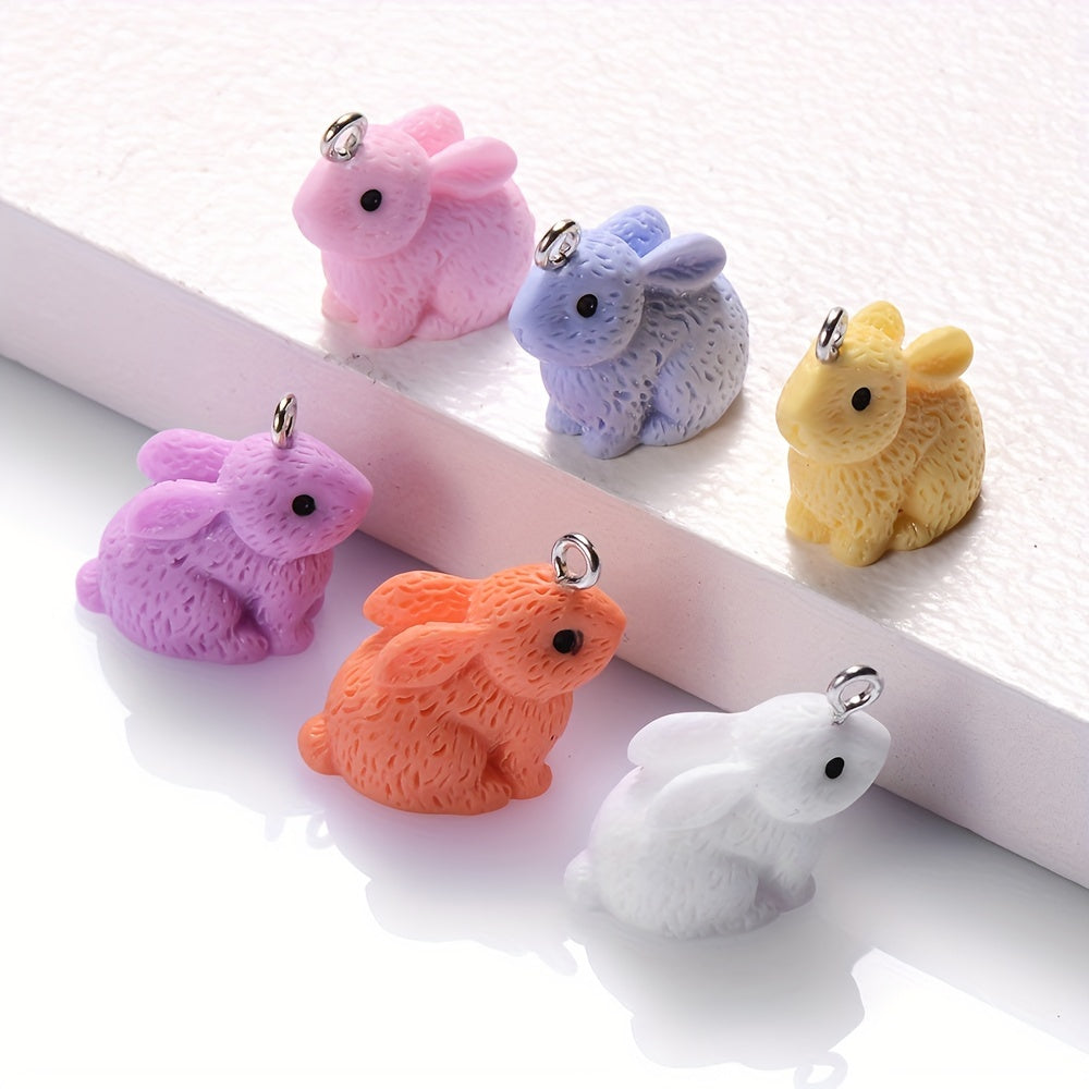 10PCS 16×21mm Colorful Rabbit Resin Pendant Set