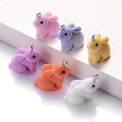 10PCS 16×21mm Colorful Rabbit Resin Pendant Set